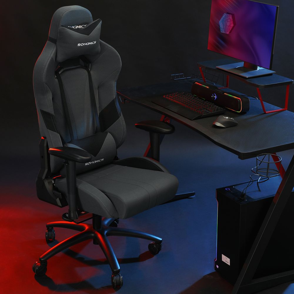 Ergonomischer Gaming-Stuhl – Verstellbarer Bürostuhl – Grau