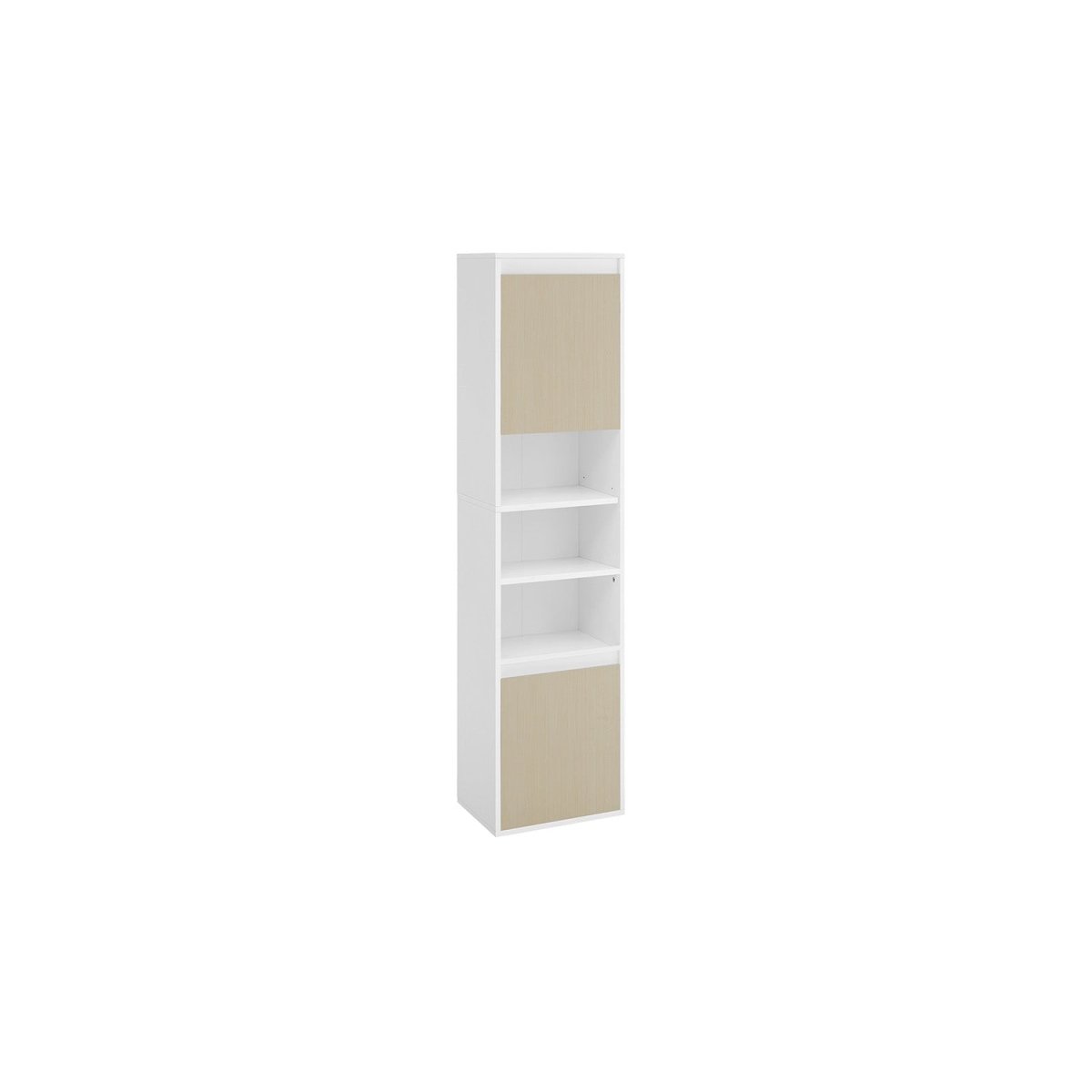 Hangende Badkamerkast – Wit & Natuurlijk Beige – 30 x 40 x 160 cm - De Vries Meubels