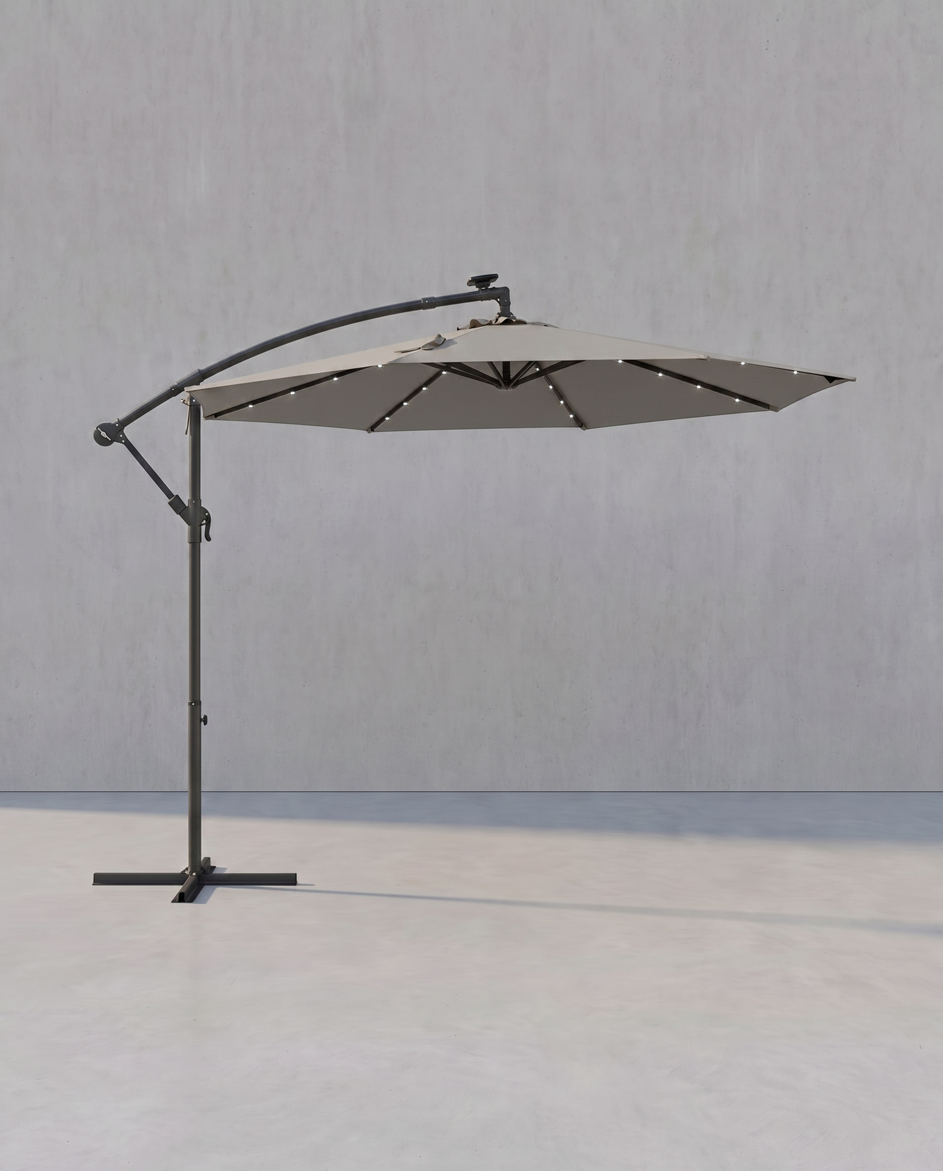 Ampelschirm Ø300 cm mit LED-Beleuchtung - Verstellbar - Solarenergie