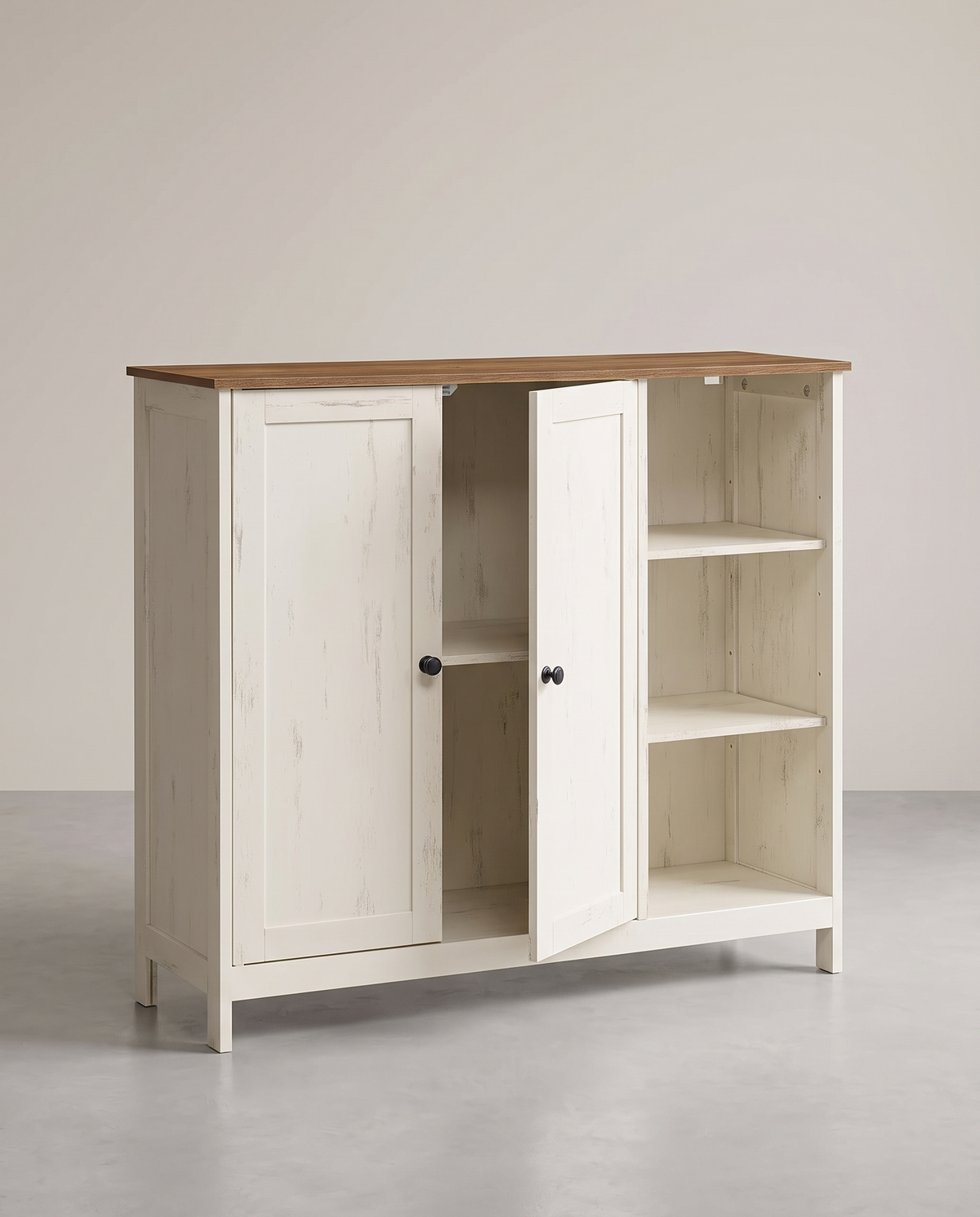 Badezimmerschrank mit 2 Türen und offenen Fächern – SIREN-Kollektion – Landhausstil