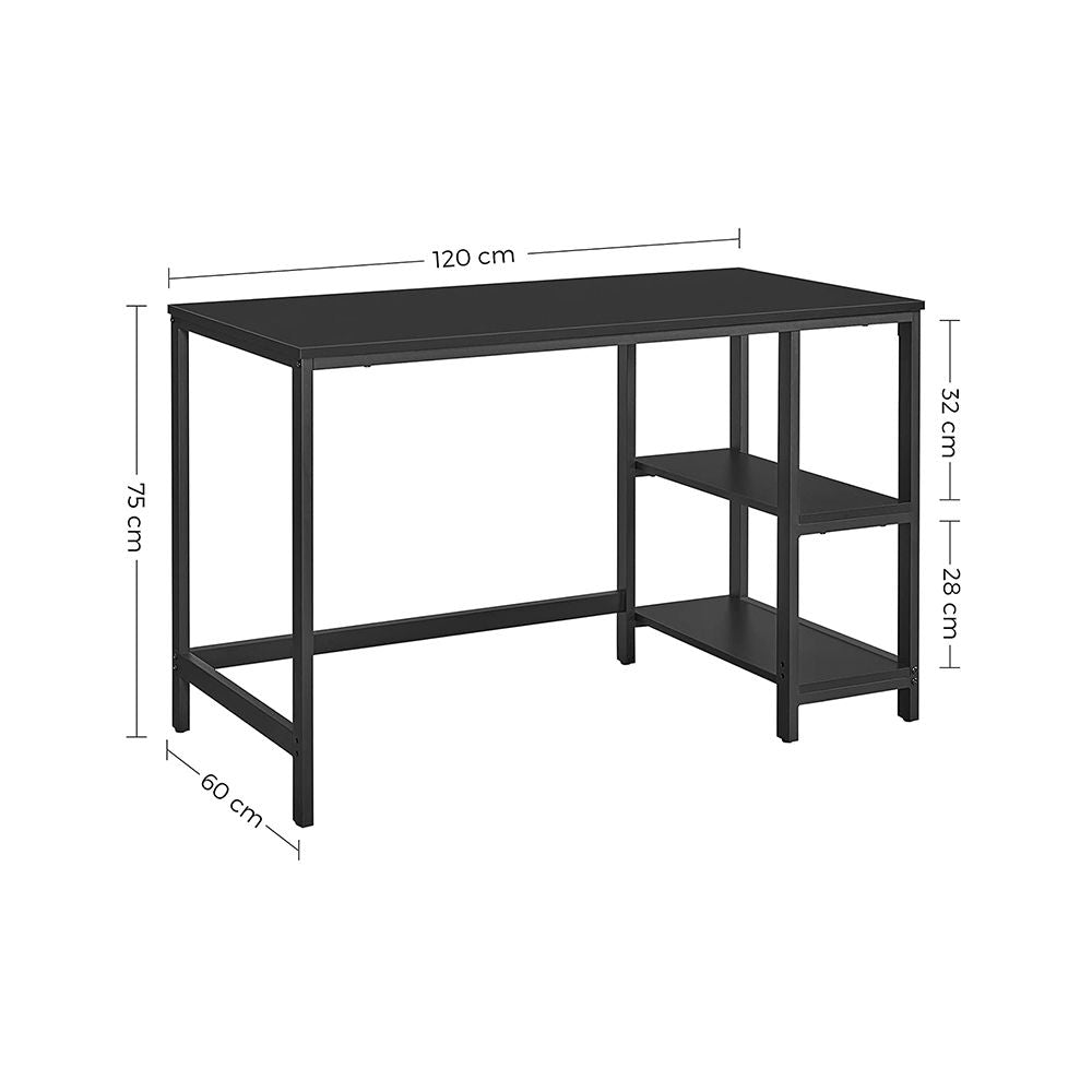 Industrieller Schreibtisch 120 cm breit - Mit beweglichen Regalen