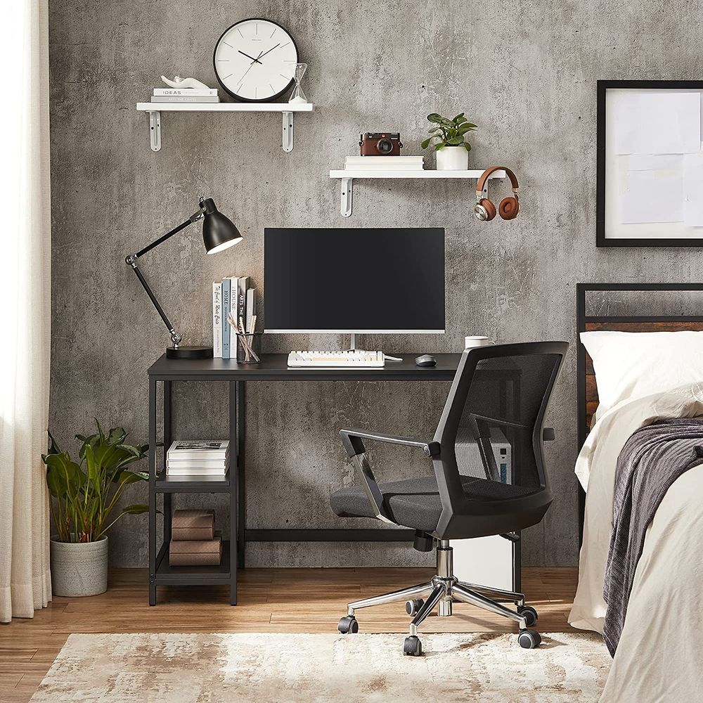 Industrieller Schreibtisch 120 cm breit - Mit beweglichen Regalen