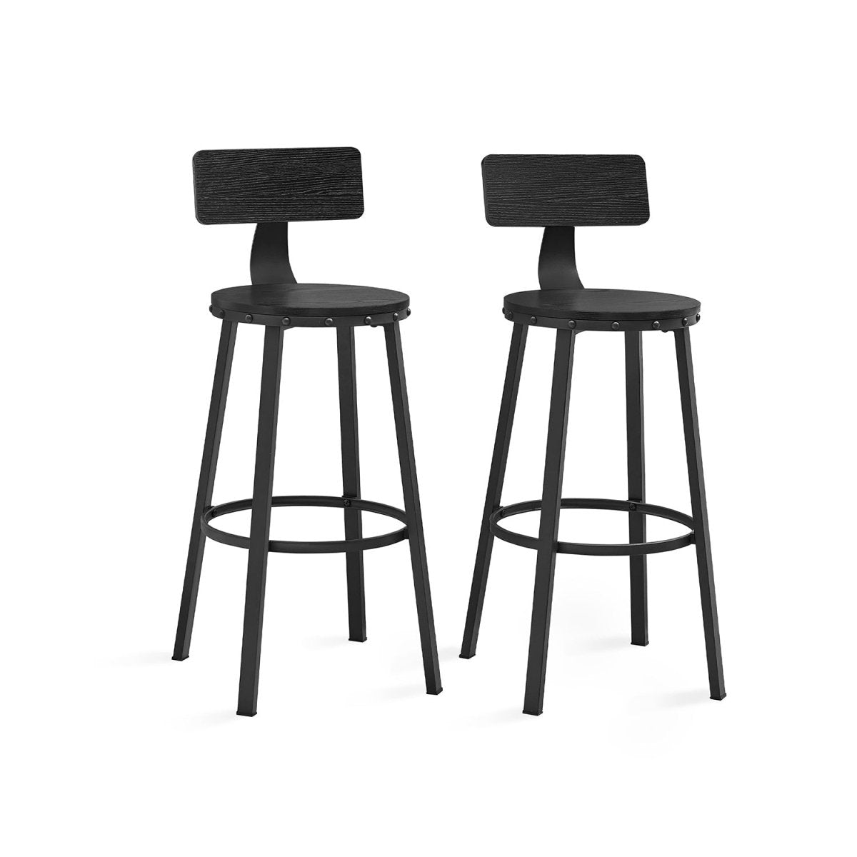 Industriële Barstoelen - Set van 2 - Vintage Houten Zitvlak - De Vries Meubels