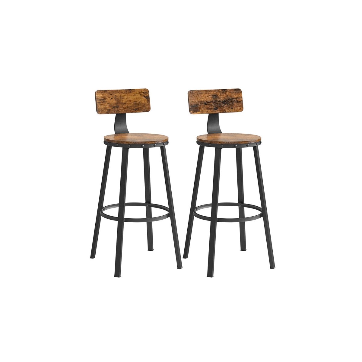 Industriële Barstoelen - Set van 2 - Vintage Houten Zitvlak - De Vries Meubels