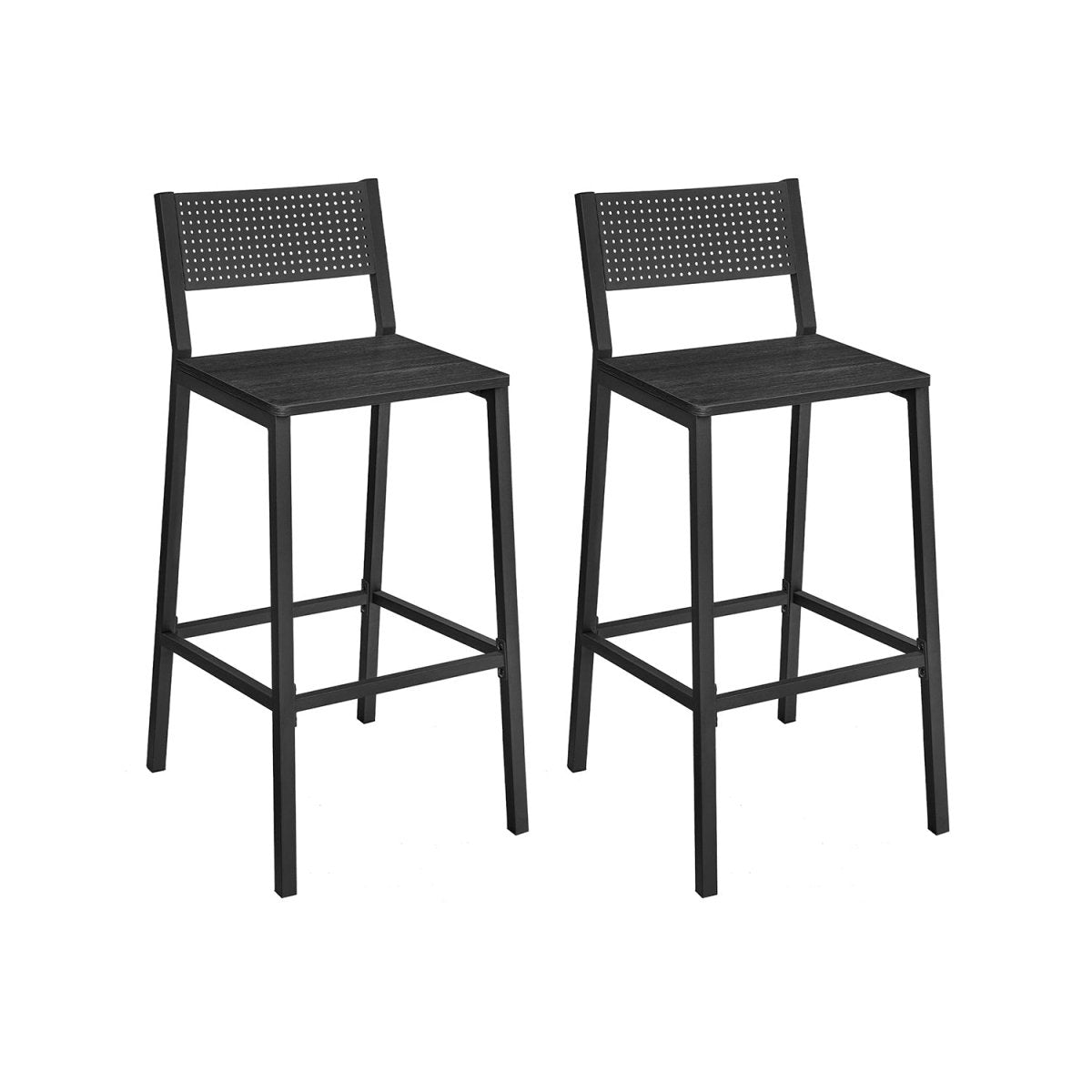 Industriële Barstoelen Set van 2 - Vintage Houtlook - Met Rugleuning - De Vries Meubels