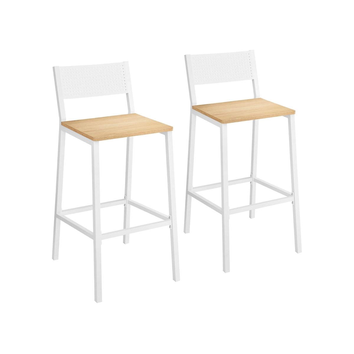 Industriële Barstoelen Set van 2 - Vintage Houtlook - Met Rugleuning - De Vries Meubels