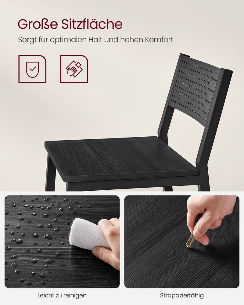 Industriële Barstoelen Set van 2 - Vintage Houtlook - Met Rugleuning - De Vries Meubels