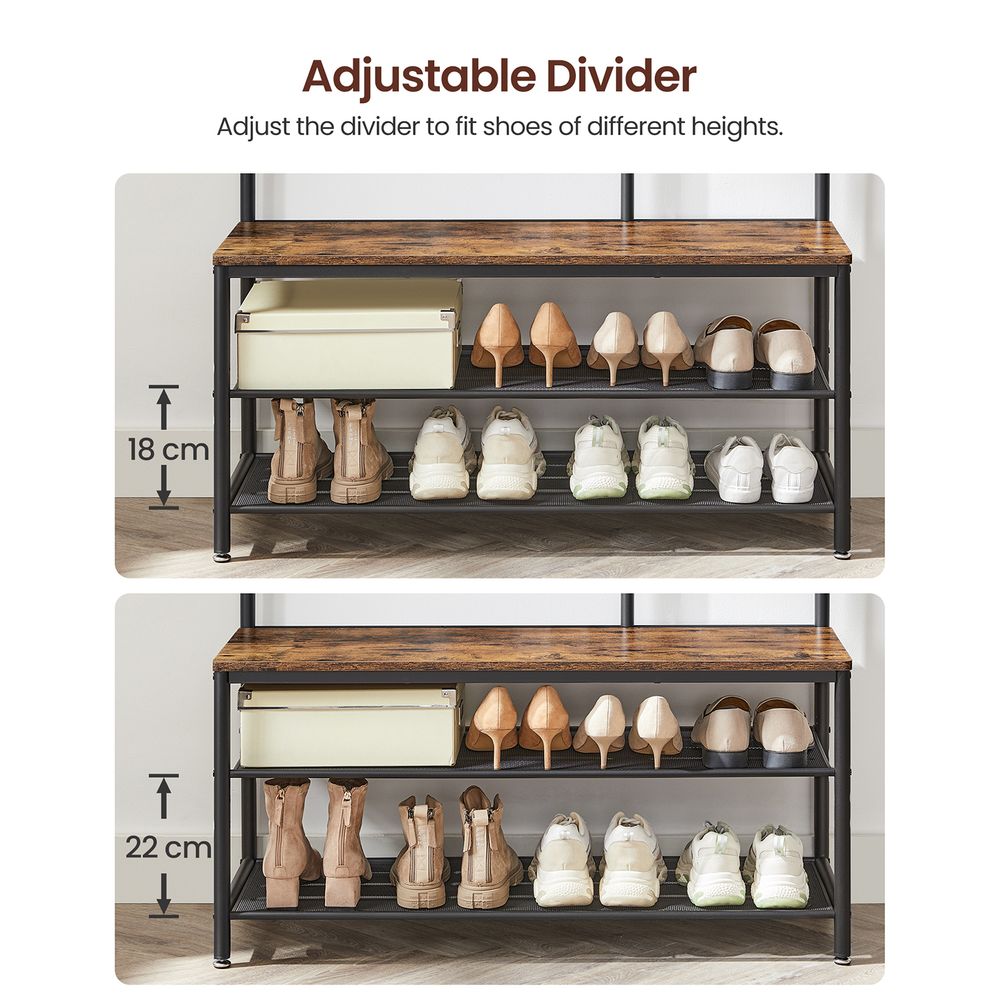 Garderobe mit Schuhablage und Spiegel – 4-in-1 Flurmöbel