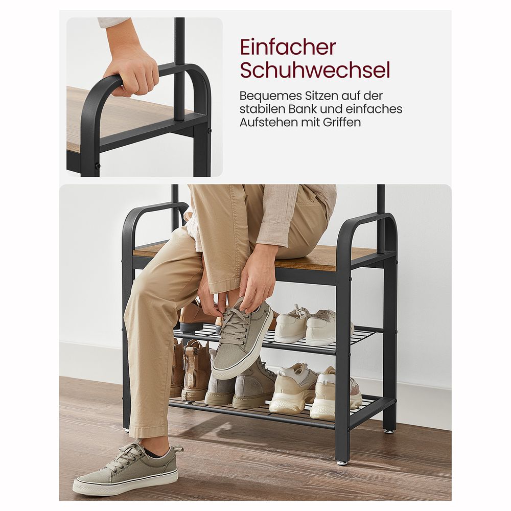 Garderobe mit Schuhregal – Industriedesign – Holz & Metall