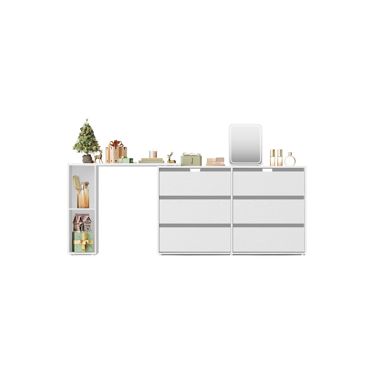 Kaptafel met 6 Laden - Verstelbare Kast - L - vorm - De Vries Meubels
