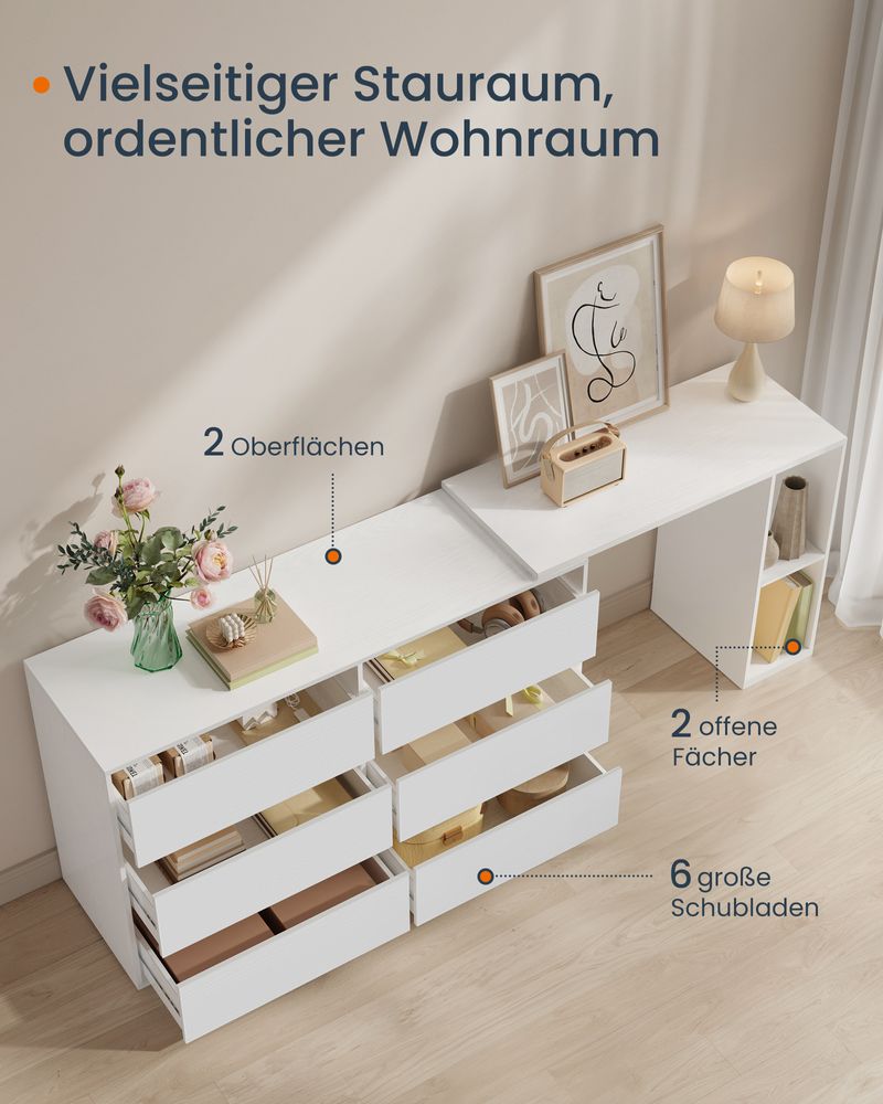 Kaptafel met 6 Laden - Verstelbare Kast - L - vorm - De Vries Meubels