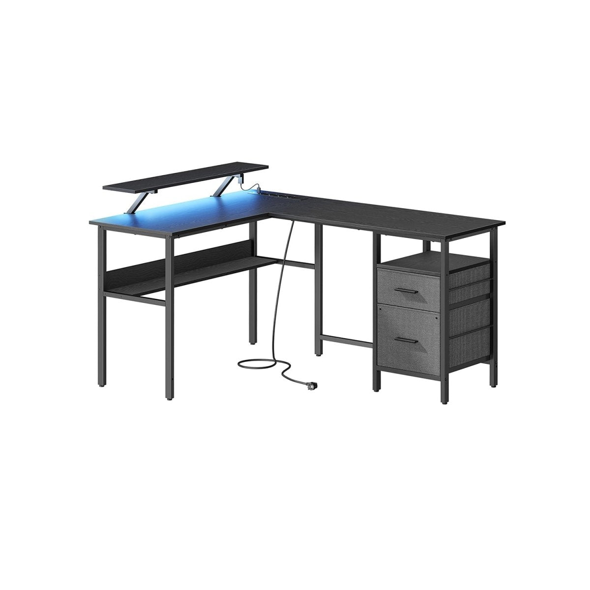 L - vormig Hoekbureau met LED - Verlichting & Stopcontacten - USB - Poorten - Gamebureau - De Vries Meubels
