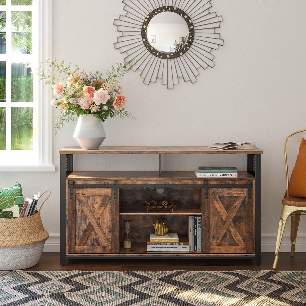 Country-TV-Schrank mit Scheunentüren – Stabiles & geräumiges Design