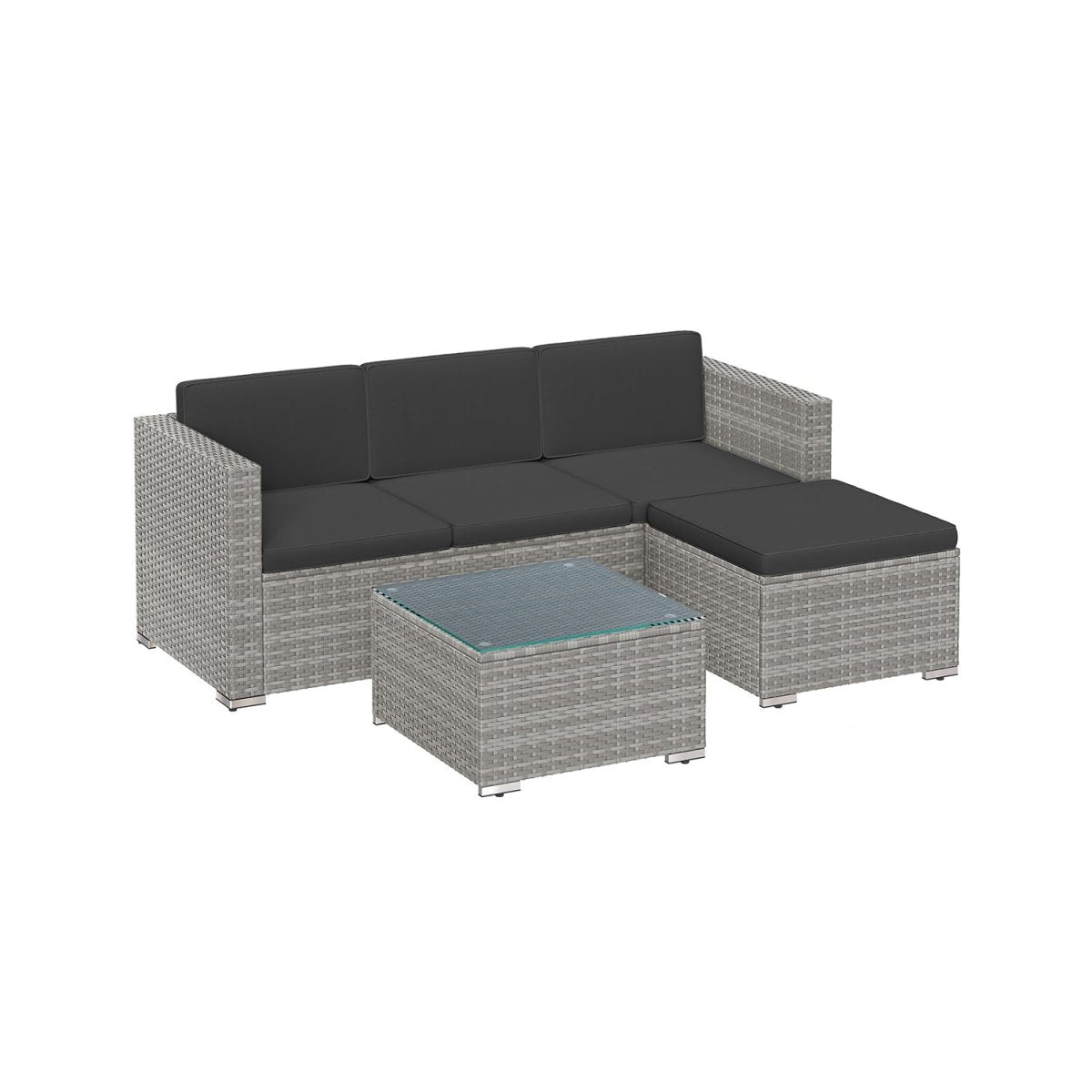 Loungeset met Tafel - Tuinbank - Tuinset - Polyrattan Tuinmeubelset - De Vries Meubels