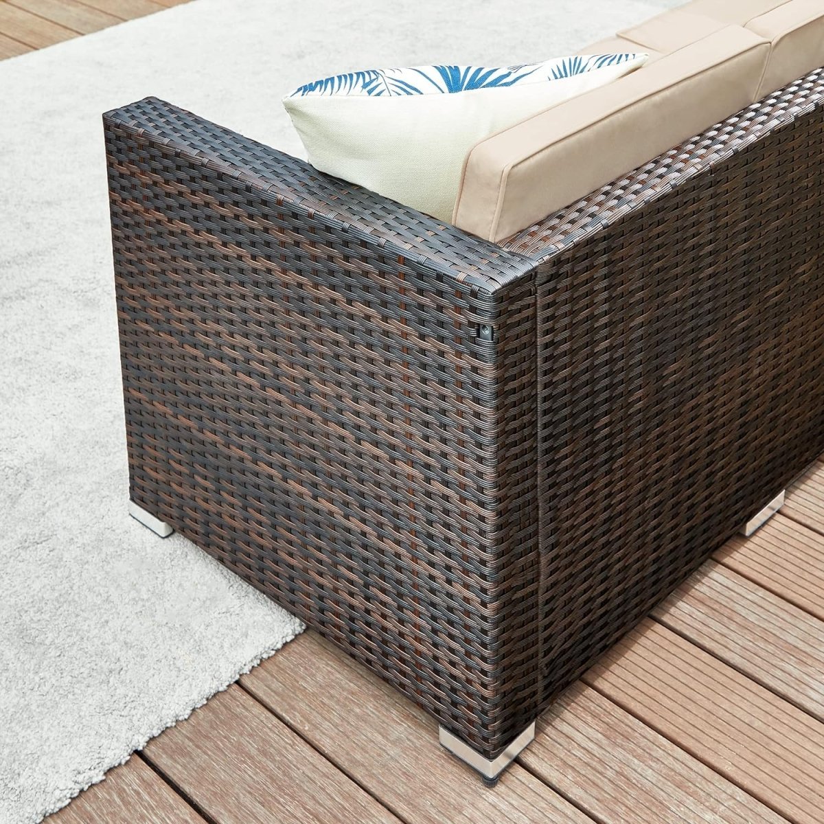 Lounge Set mit Tisch - Gartenbank - Gartenset - Polyrattan Gartenmöbel Set