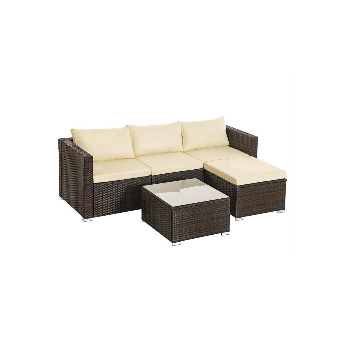 Loungeset met Tafel - Tuinbank - Tuinset - Polyrattan Tuinmeubelset - De Vries Meubels