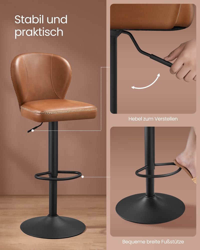 Luxe Barstoelen Set van 2 - Verstelbaar - 360° Draaibaar - De Vries Meubels
