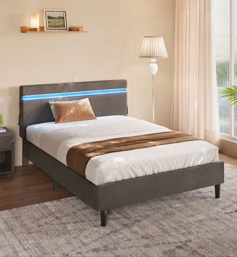 Modern bedframe met LED - verlichting - USB - oplaadmogelijkheden en opbergruimte - De Vries Meubels