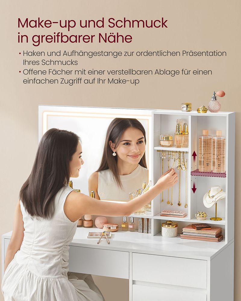 Moderne Kaptafel met Verlichting en Stopcontacten - USB - aansluiting - De Vries Meubels