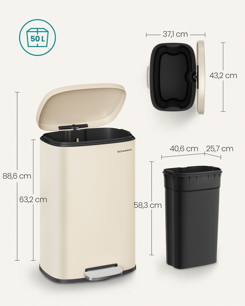 Moderne Pedaalemmer - 50 Liter - Prullenbak - De Vries Meubels
