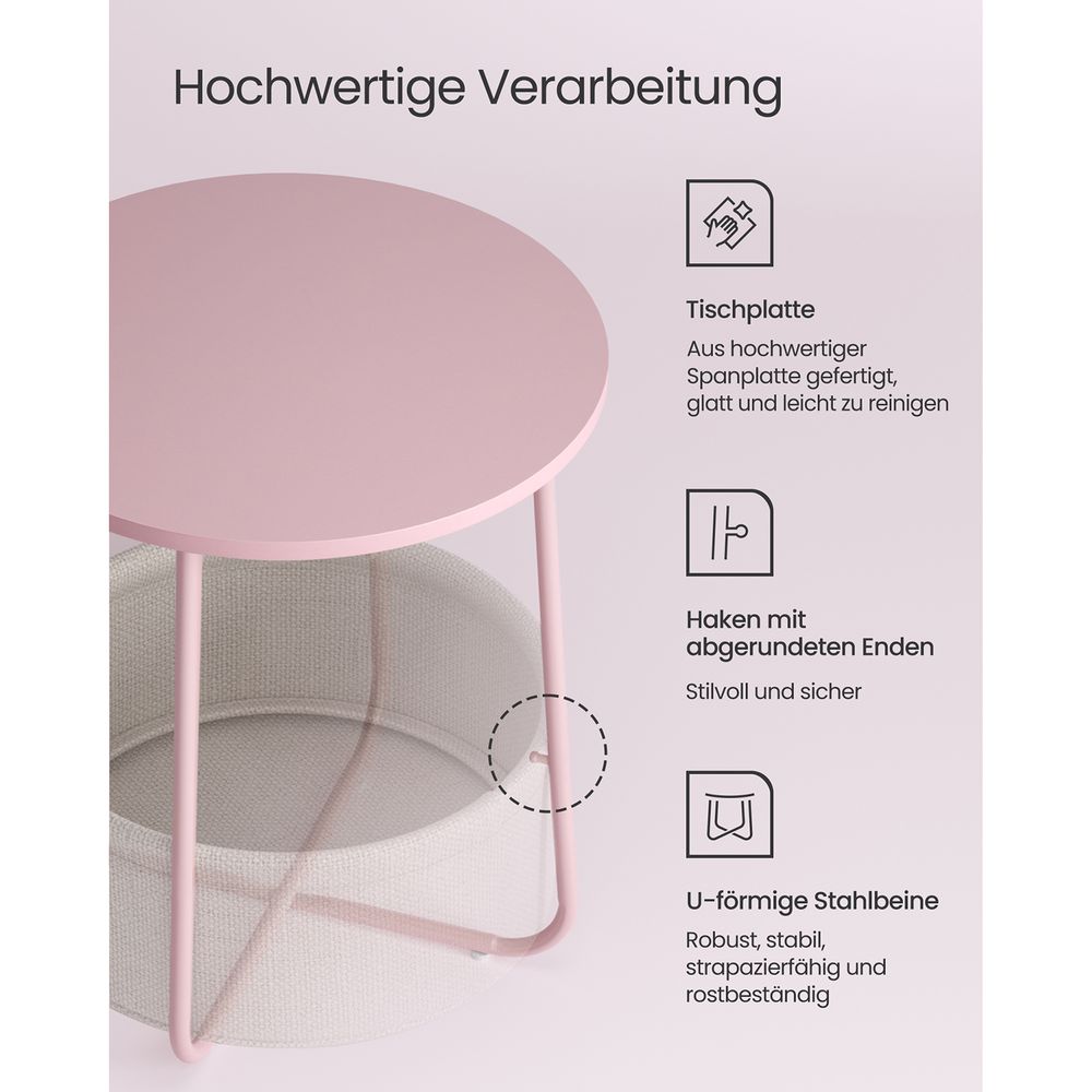 Moderner runder Beistelltisch mit Aufbewahrungskorb