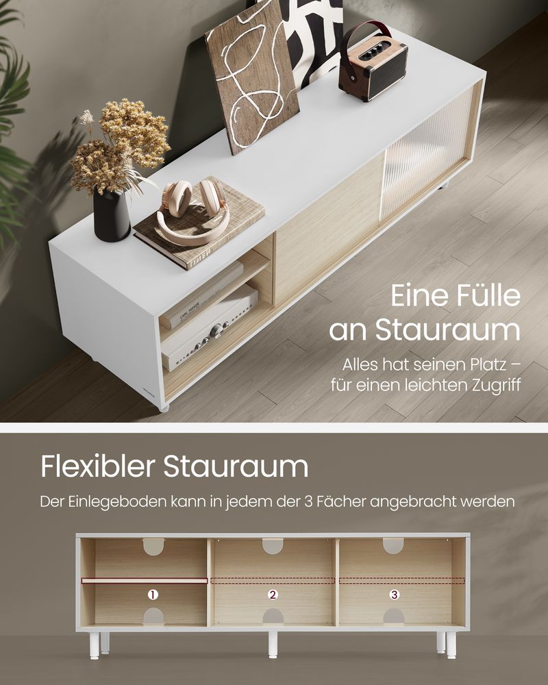 Moderne TV - meubel - Kast - Zwart / Wit - De Vries Meubels