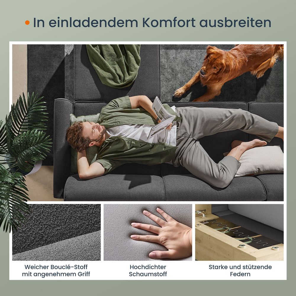 Modulares Sofa – Bouclé-Sofa-Set – verstellbar