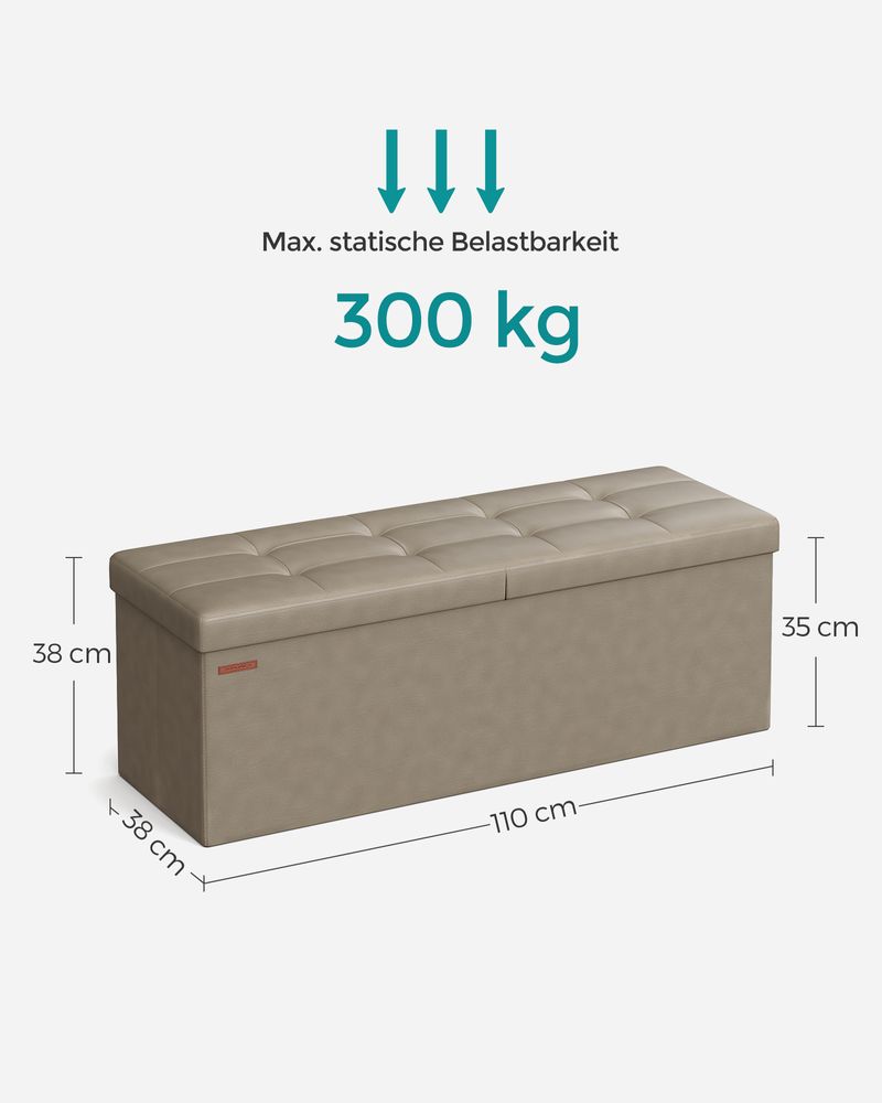 Opvouwbare Opbergbank 131 Liter - Hocker - Kunstleer - De Vries Meubels