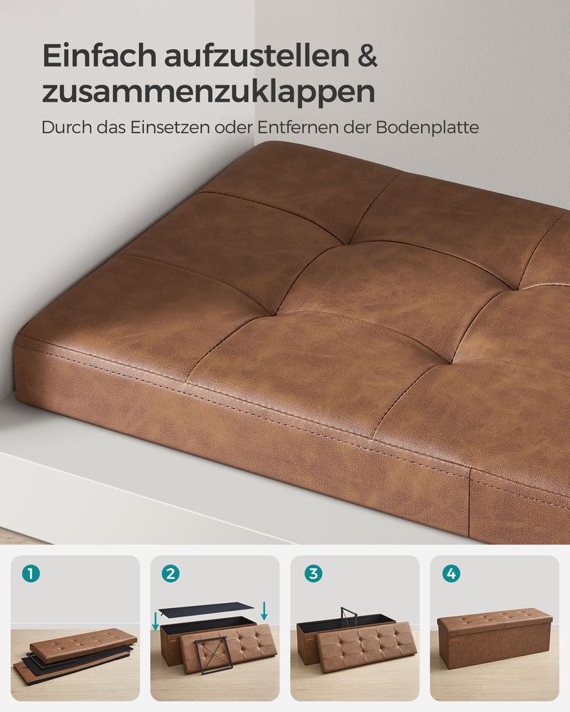 Opvouwbare Opbergbank 131 Liter - Hocker - Kunstleer - De Vries Meubels