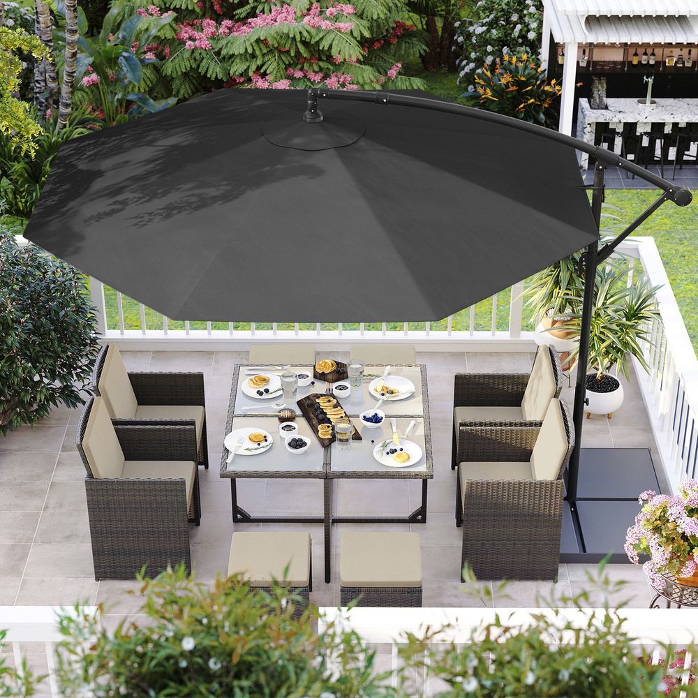 Freiarmschirm mit Ständer – Gartenschirm mit UV-Schutz UPF 50+ – mit Kurbel – für Balkon, Terrasse und Garten