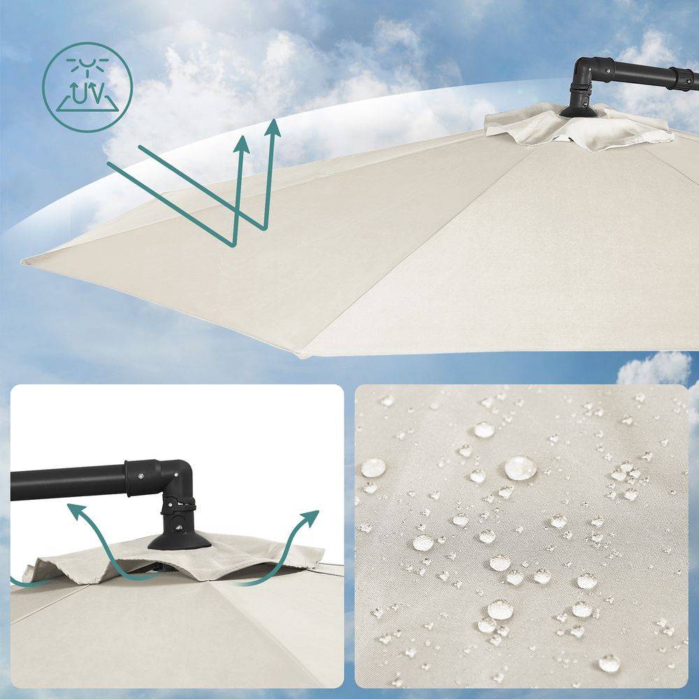 Sonnenschirm Ø 3 Meter - Gartenschirm mit Handlauf und UV-Schutz