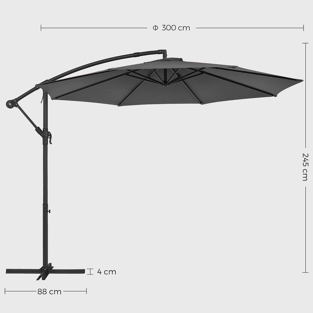 Freiarmschirm mit Ständer – Gartenschirm mit UV-Schutz UPF 50+ – mit Kurbel – für Balkon, Terrasse und Garten
