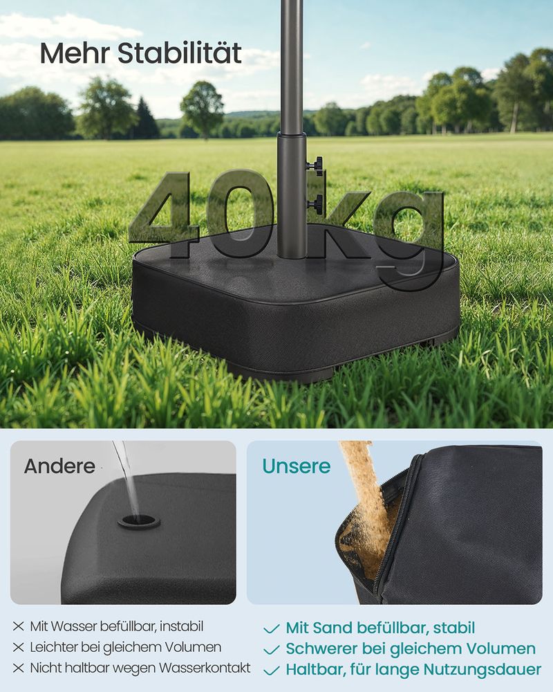 Parasolvoet met Gewichtszak - Stabiele Parasolstandaard voor Diverse Parasols - De Vries Meubels