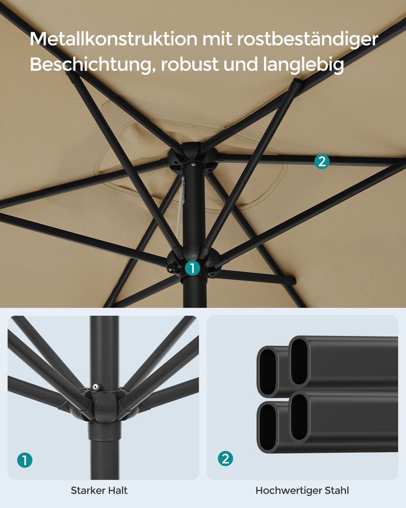 Rechthoekige Parasol - Balkon Parasol met Kantelfunctie - UV - bescherming - De Vries Meubels