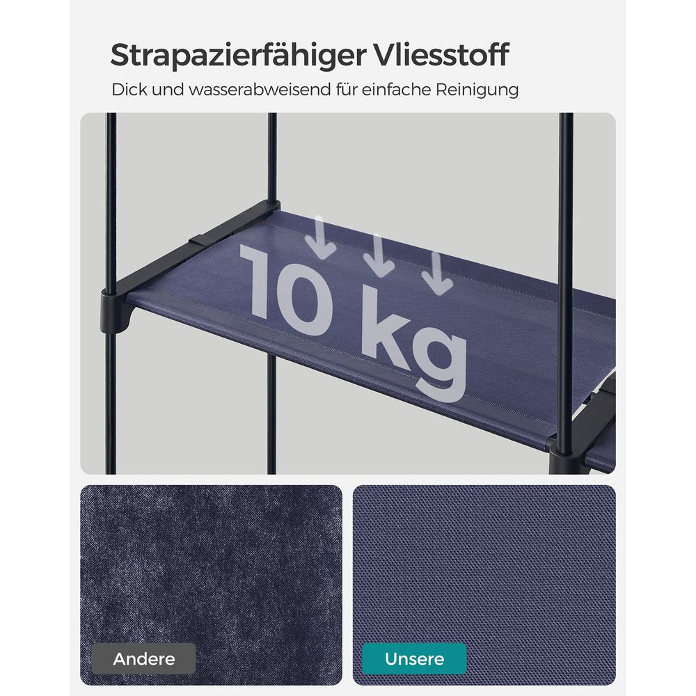 Geräumiger Stoffkleiderschrank mit Schutzhülle und Kleiderstangen