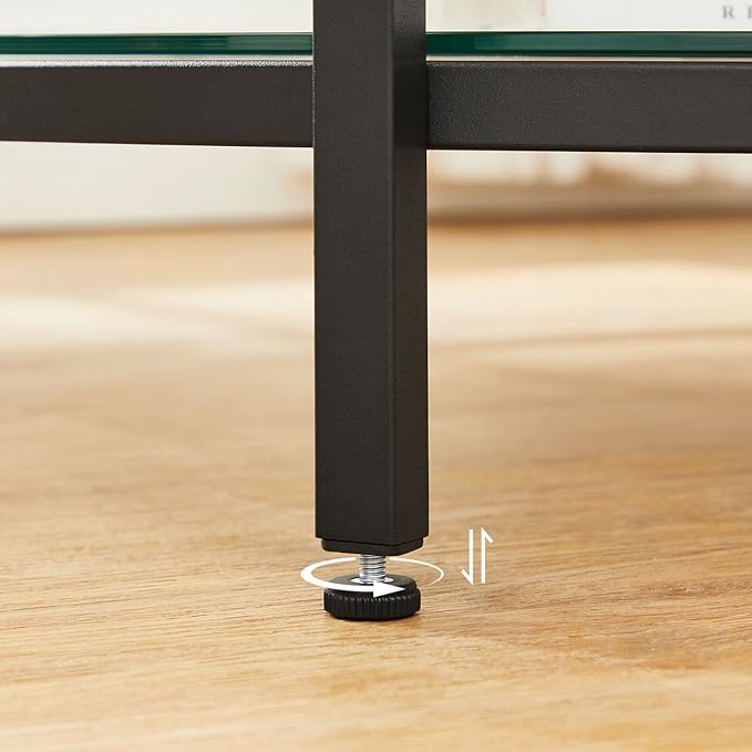 Couchtisch mit Tischplatte in Marmoroptik – Glasplatte – doppelte Stellfläche