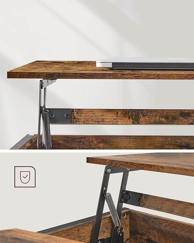 Salontafel met Opbergruimte - Blad in Hoogte Verstelbaar - Woonkamer Tafel - De Vries Meubels