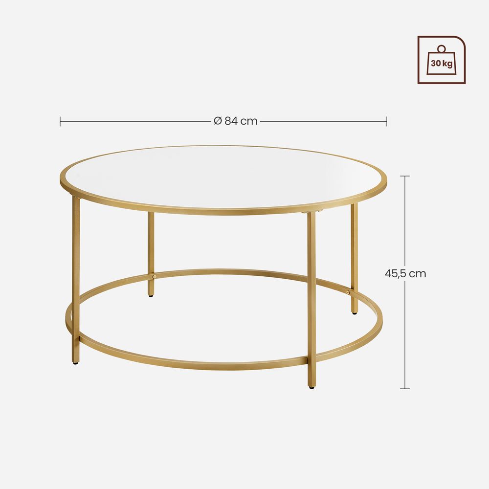Couchtisch mit rundem Goldgestell – Edler Blickfang für das Wohnzimmer