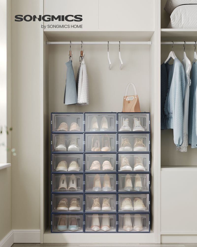 Schoenendozen Set van 18 - Transparante Stapelbare Schoenenopbergers met Deurtje - De Vries Meubels