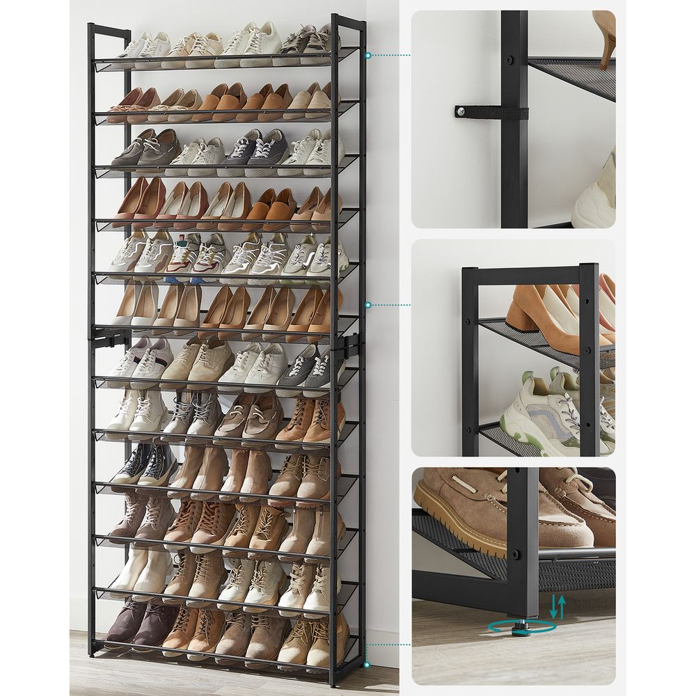 Schuhregal 12-stufig - Stapelbares Lagerregal - Schuhorganizer