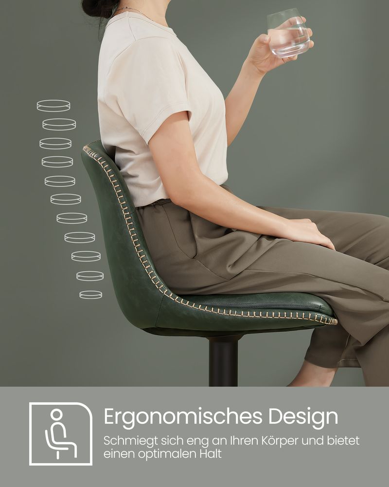 Set van 2 Barkrukken - Verstelbaar en 360° Draaibaar - Kunstleer - De Vries Meubels