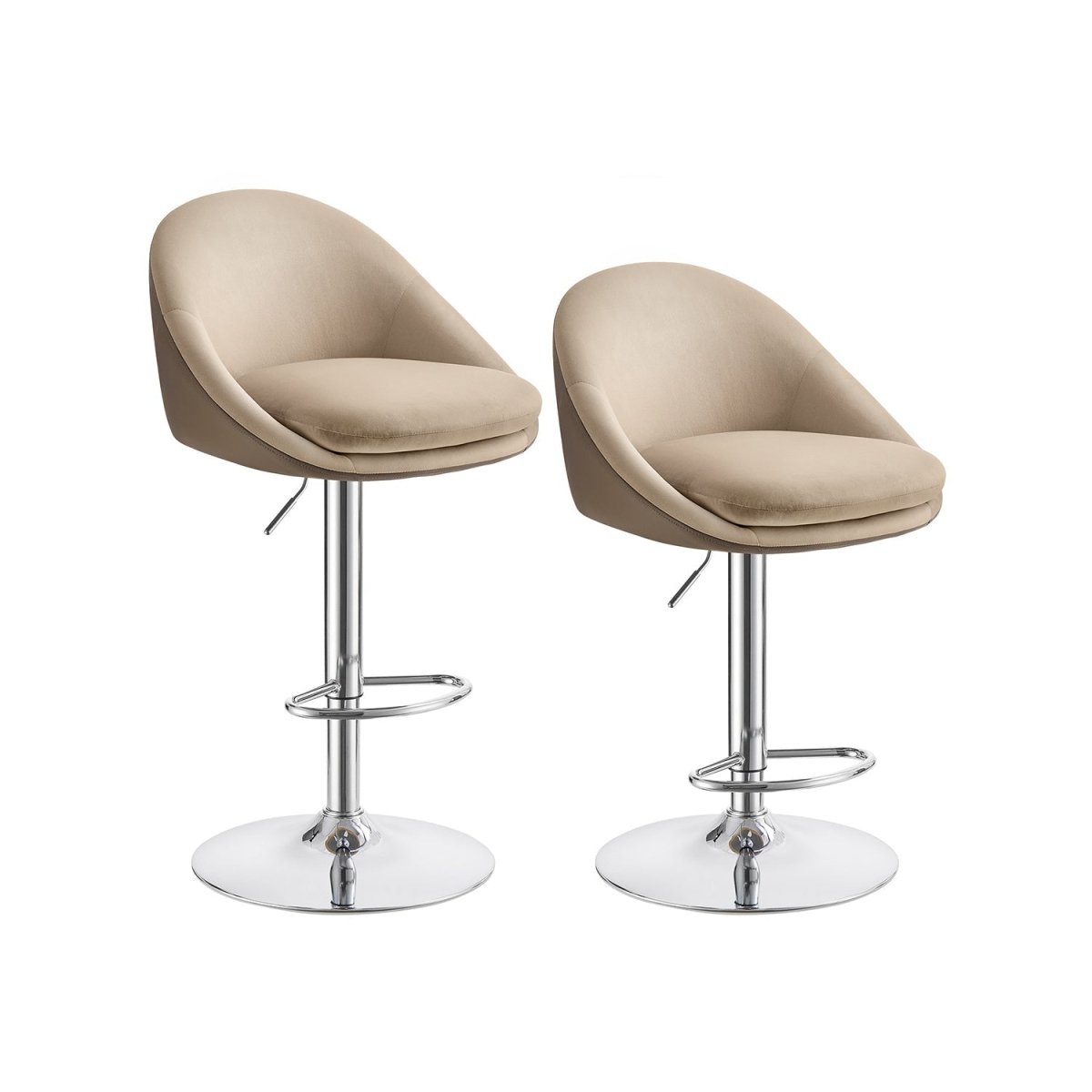 Set van 2 Luxe Barstoelen - Bouclé - Fluweel - Verstelbaar - De Vries Meubels