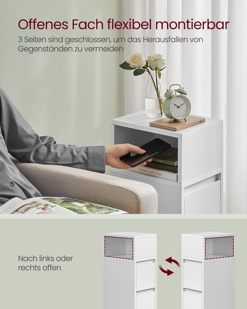 Smal Nachtkastje met Flexibel Open Vak - Bijzettafel - De Vries Meubels