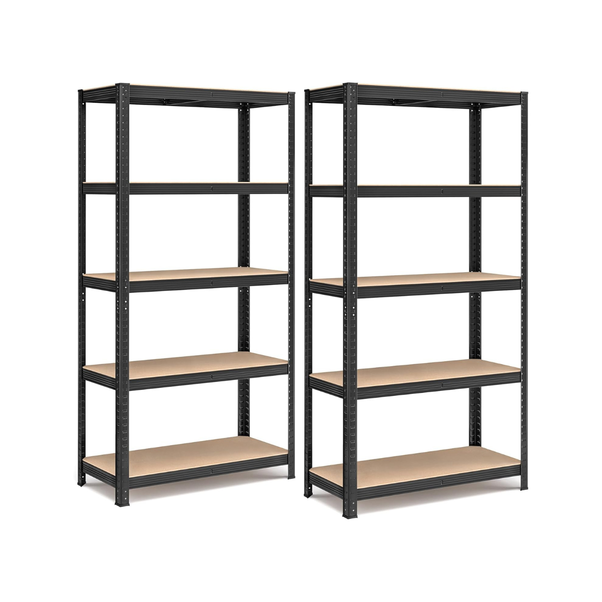 2er Set Lagerregale aus Stahl – 5 Etagen – 180 cm hoch – 875 kg Tragkraft pro Regal – teilbar & höhenverstellbar – Steckregal