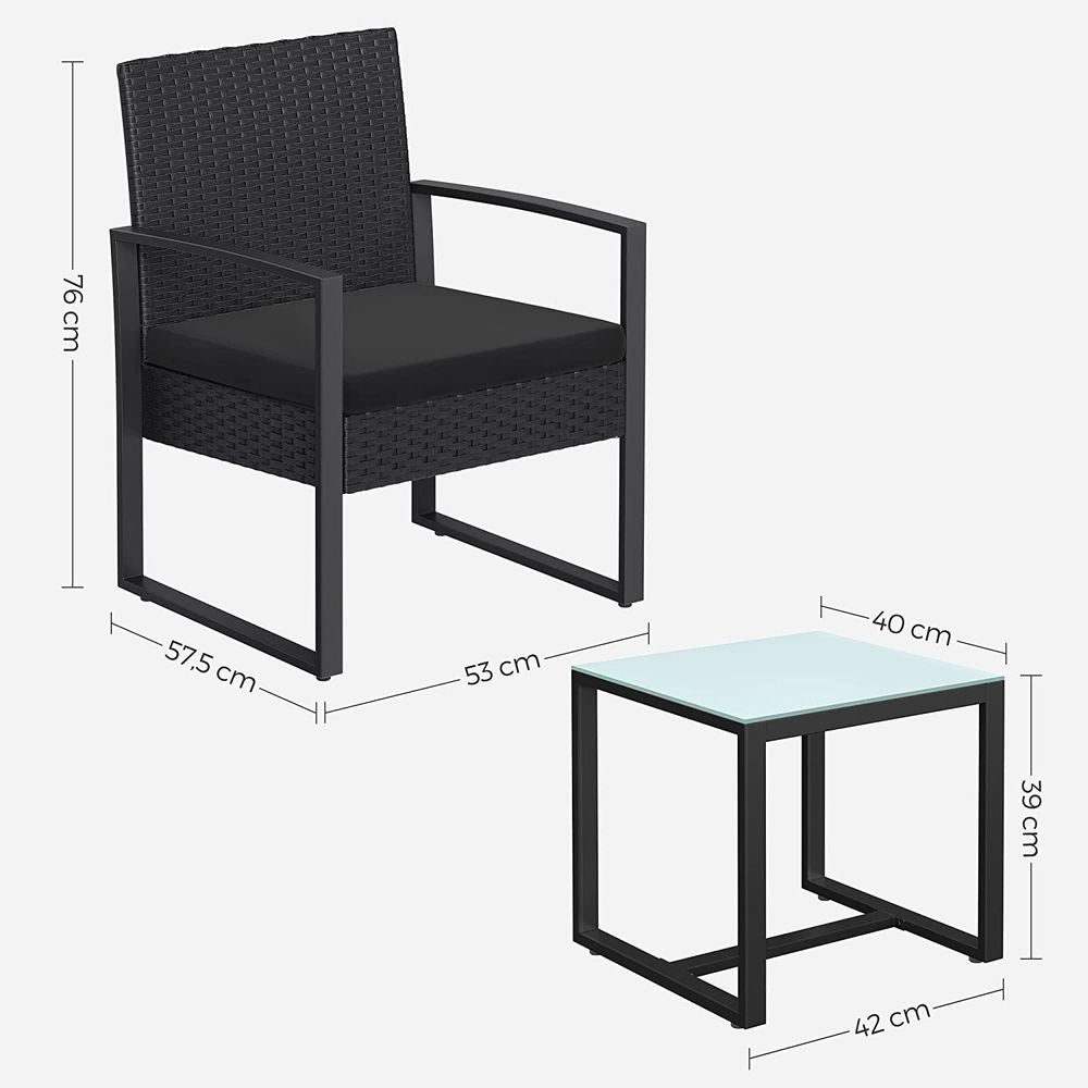 Stilvolles Balkonset in Rattanoptik - Gartenset - Gartenstühle mit Tisch