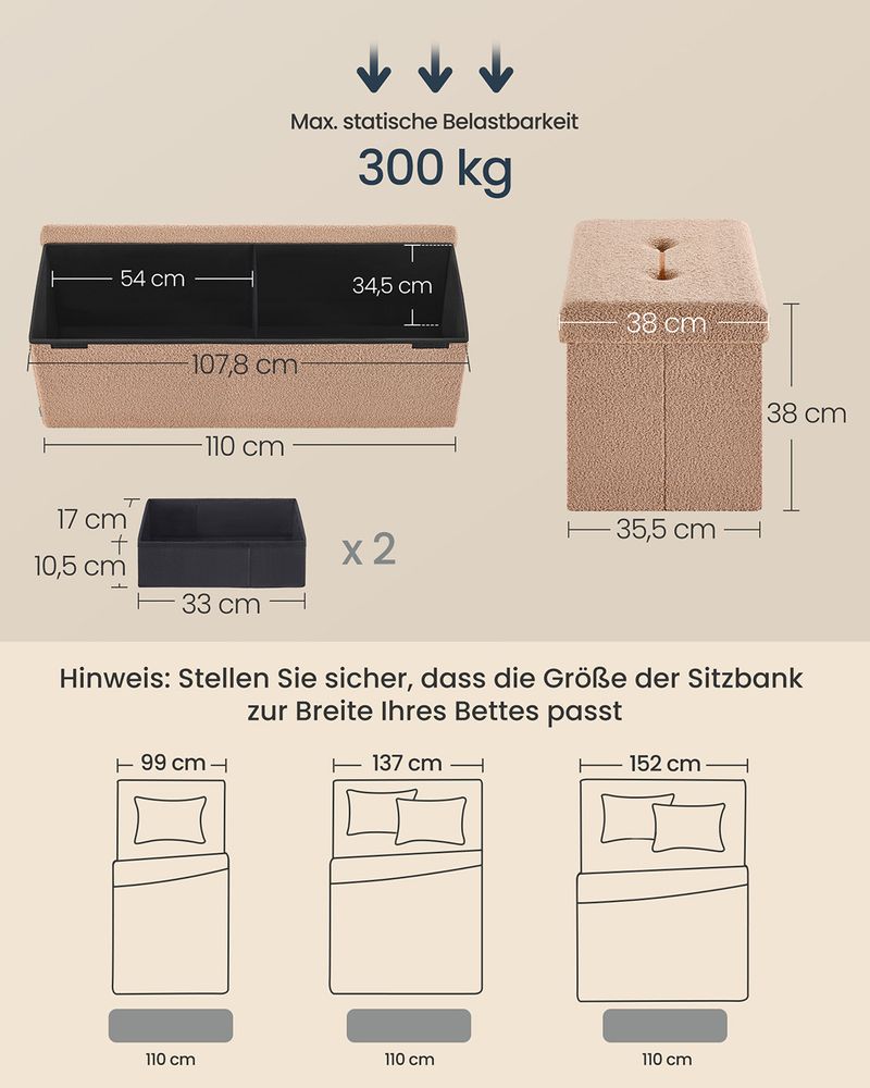 Stijlvolle Opvouwbare Opbergbank 131 Liter - Hocker met Opbergruimte - De Vries Meubels