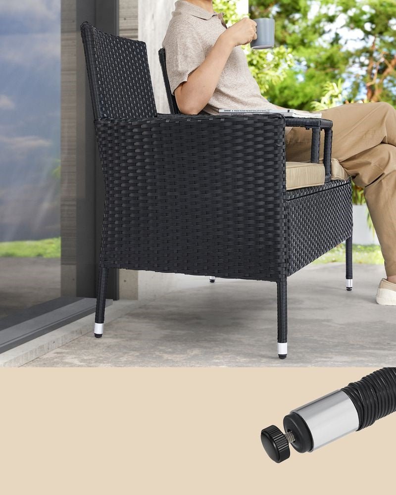 Tuinbankje met Tafeltje - Tuinstoelen - Tuinset - Zwart - De Vries Meubels