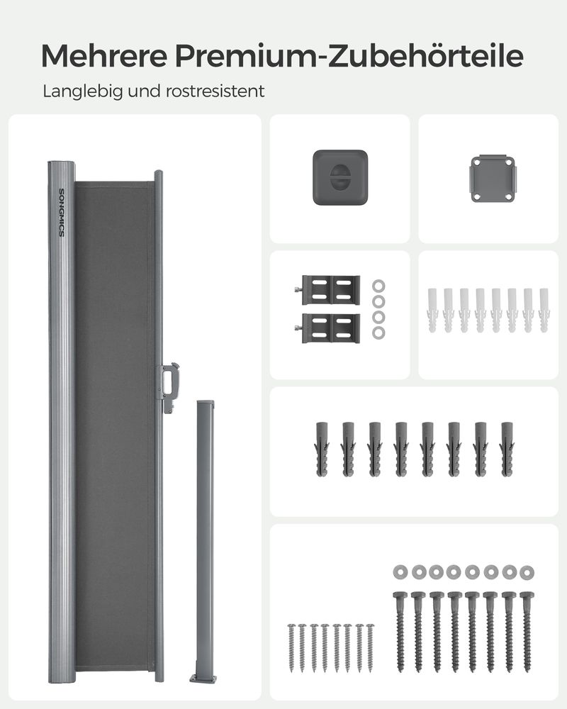 Tuinscherm - Uitschuifbaar Zijscherm - Balkonscherm - 180 x (300 - 350 - 400) cm - De Vries Meubels