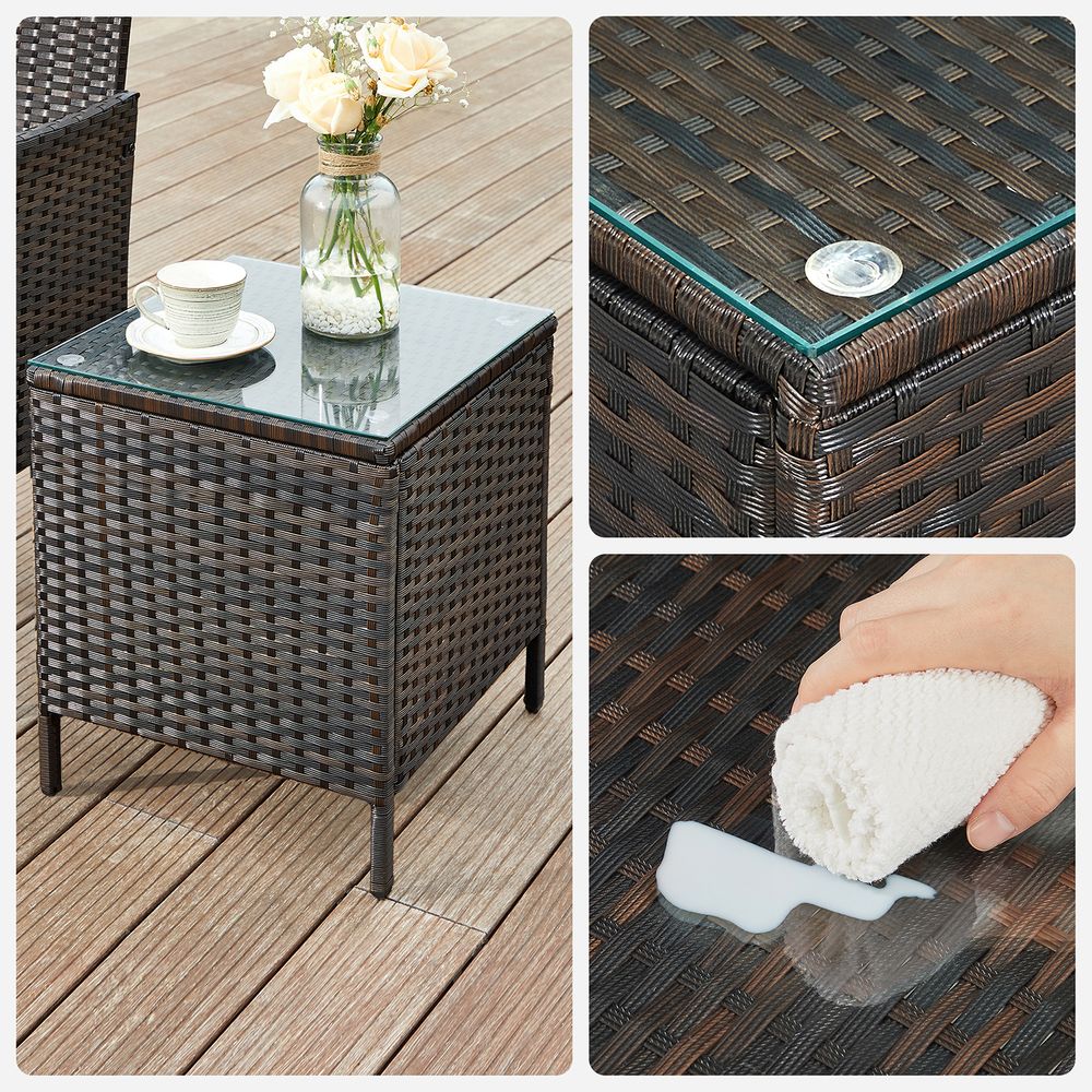 3-teiliges Gartenset - Gartenmöbelset - Gartenstühle und Tisch - Polyrattan