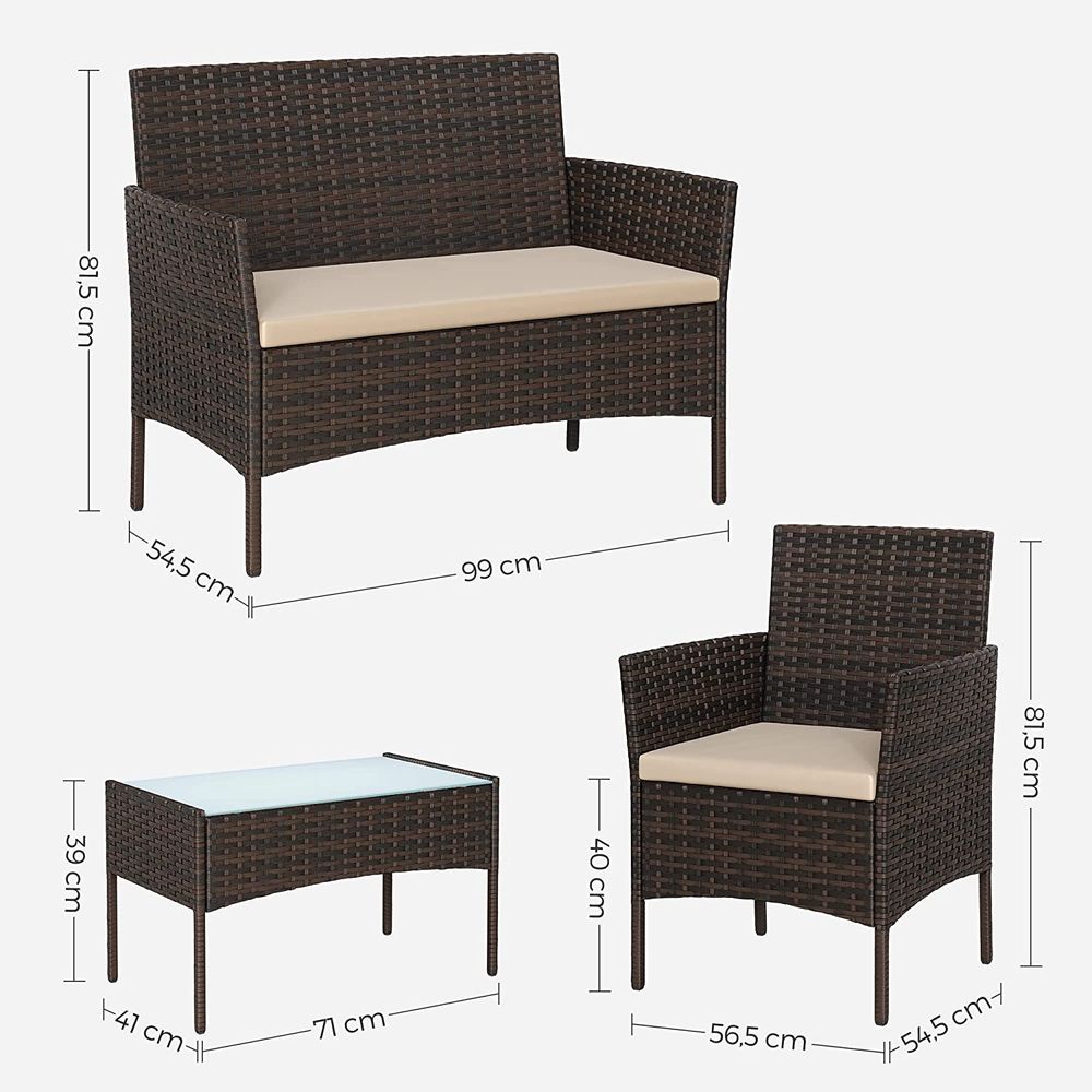 Rattanoptik Gartenset - Balkonset - Gartenstühle mit Tisch